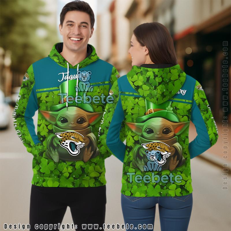 Jacksonville Jaguars Baby Yoda St Patrick 3D Hoodie Green Art