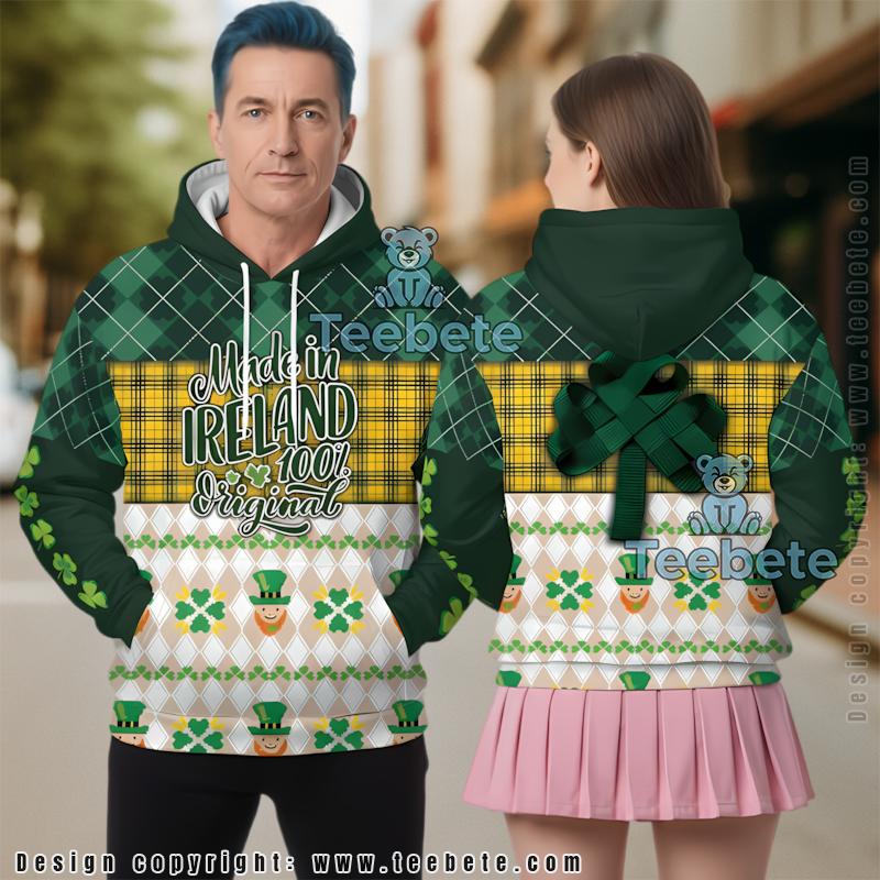 Made In Ireland St Patrick Day 3D Hoodie Green Jacket
