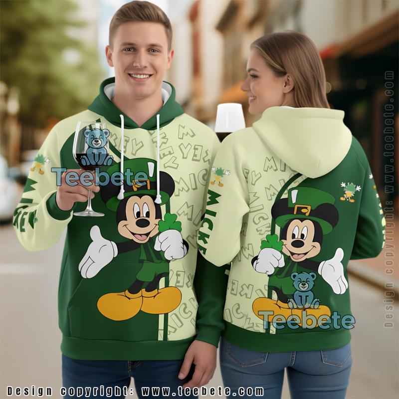 Mickey Mouse St Patrick Day 3D Hoodie Green Realistic