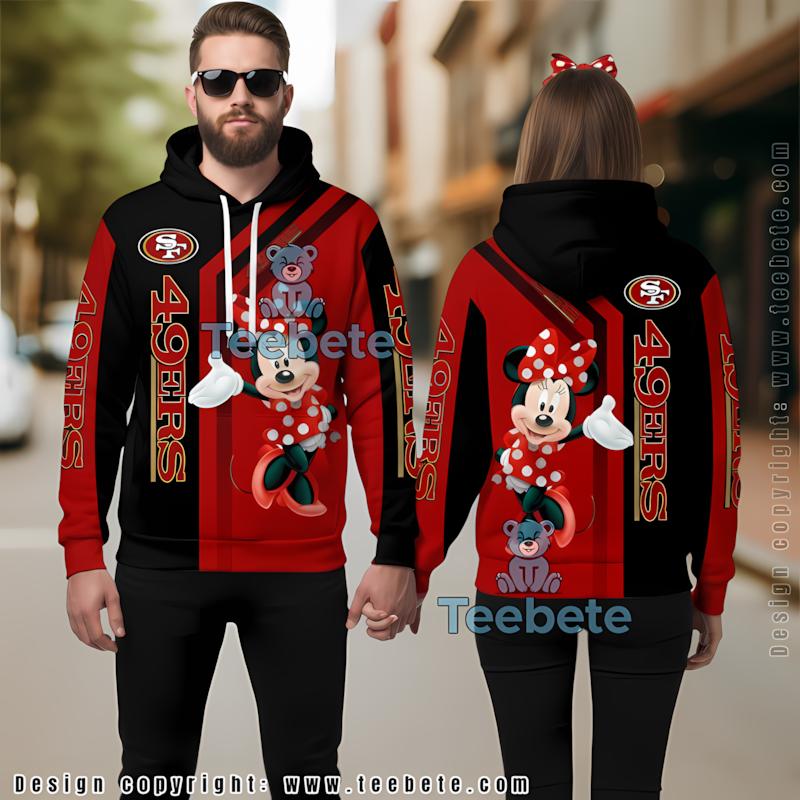 Minnie Mouse San Francisco 49Ers 3D Hoodie Black Red