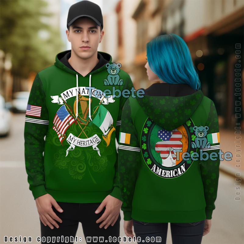 My Nation Heritage St Patrick Day 3D Hoodie Green Horror