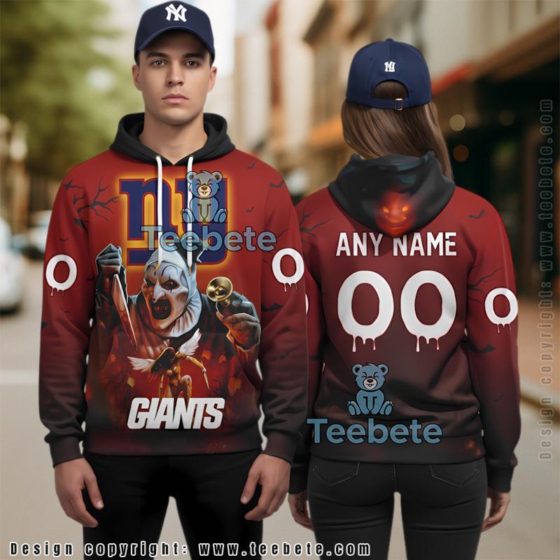New York Giants Terrifier Ghoulish 3D Hoodie Red Design Personalized