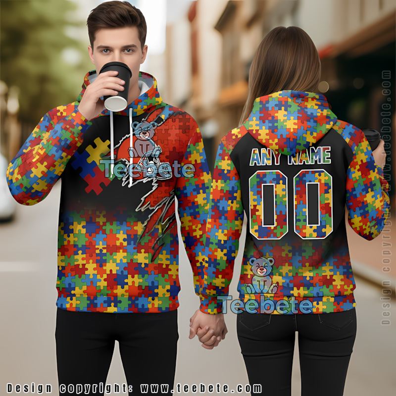 Personalized Cleveland Browns Autism Awareness Puzzle 3D Hoodie Youth