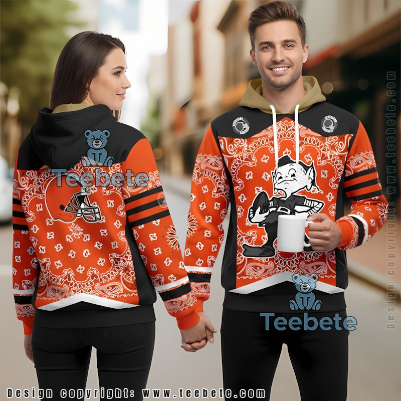 Personalized Cleveland Browns Elf Mascot 3D Hoodie Women Orange