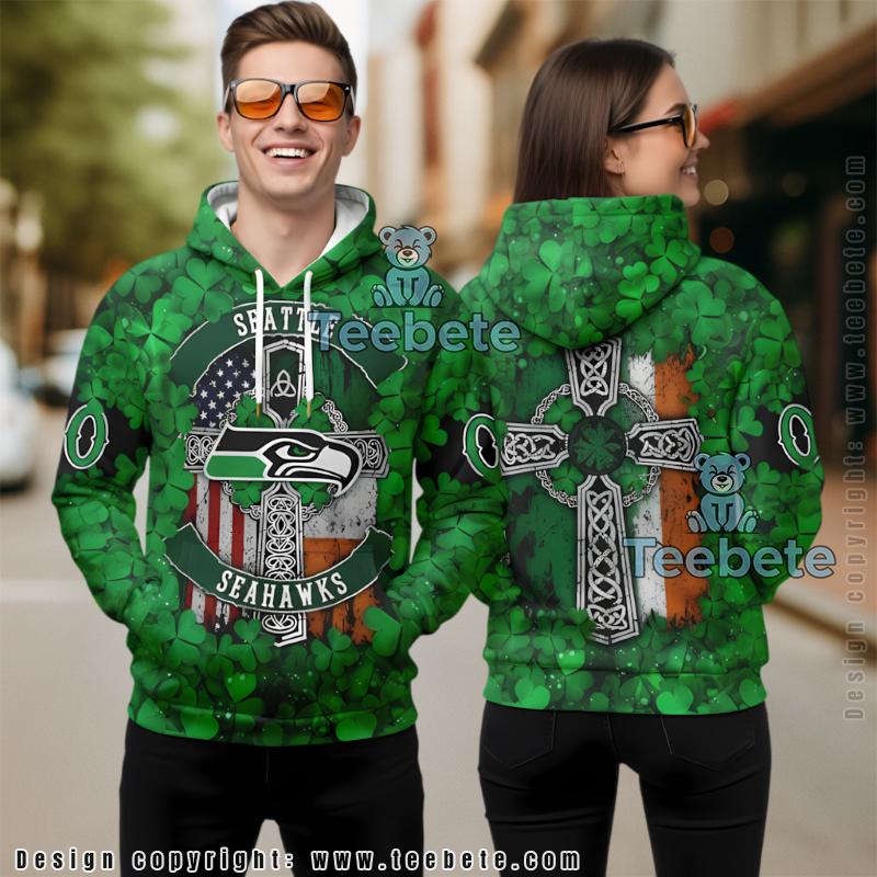 Personalized Seattle Seahawks St Patrick Day 3D Hoodie Men