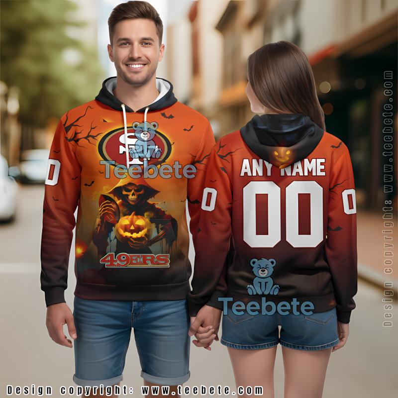 Philadelphia Death Pumpkin Halloween San Francisco 49Ers 3D Hoodie Red