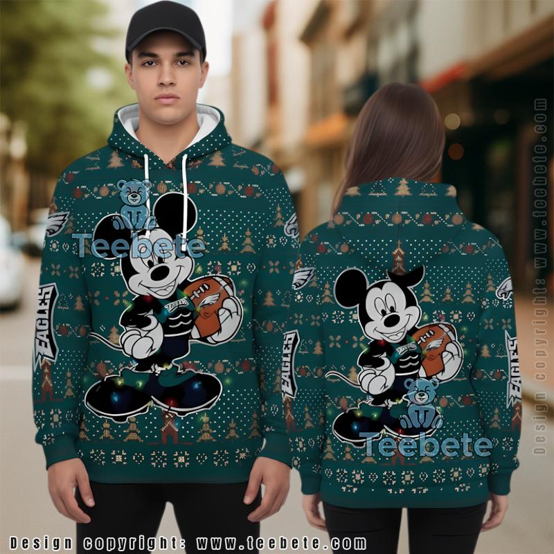 Philadelphia Eagles Mickey Mouse 3D Hoodie Blue Unisex