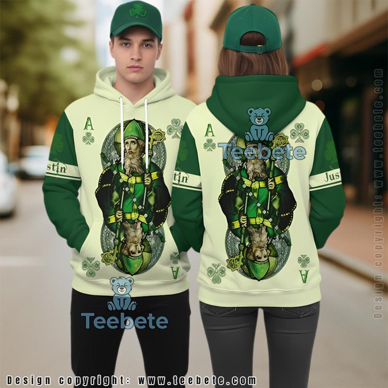 Saint Patrick Poker Card St Patrick Day 3D Hoodie Green Art
