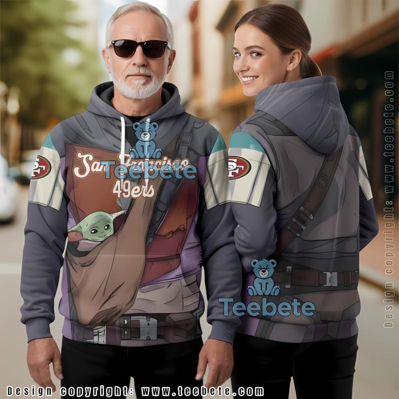 San Francisco 49Ers Baby Yoda 3D Hoodie Grey