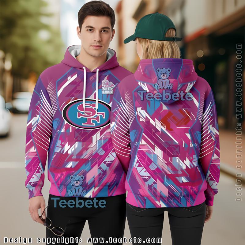 San Francisco 49Ers Breast Cancer 3D Hoodie Pink Blue