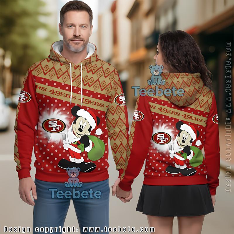 San Francisco 49Ers Christmas Reindeer 3D Hoodie Red White
