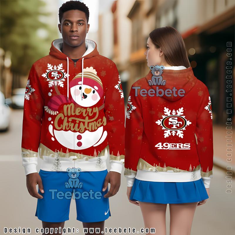San Francisco 49Ers Christmas Snowman 3D Hoodie Red White