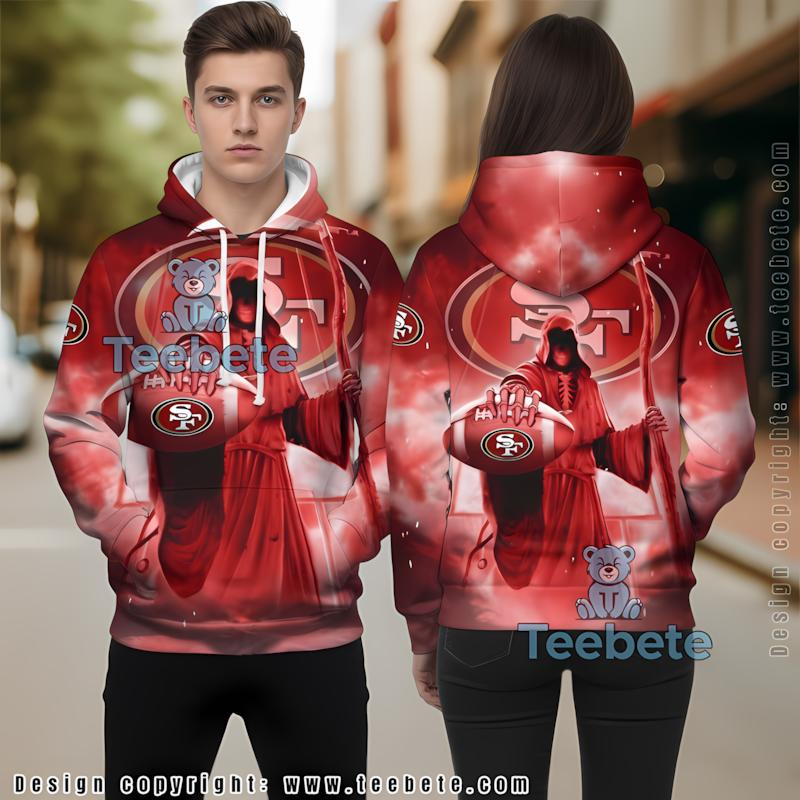 San Francisco 49Ers Death Reaper 3D Hoodie Black Red