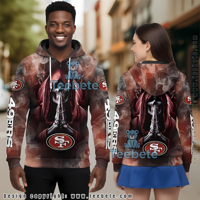 San Francisco 49Ers Death Smoke 3D Hoodie Black Red