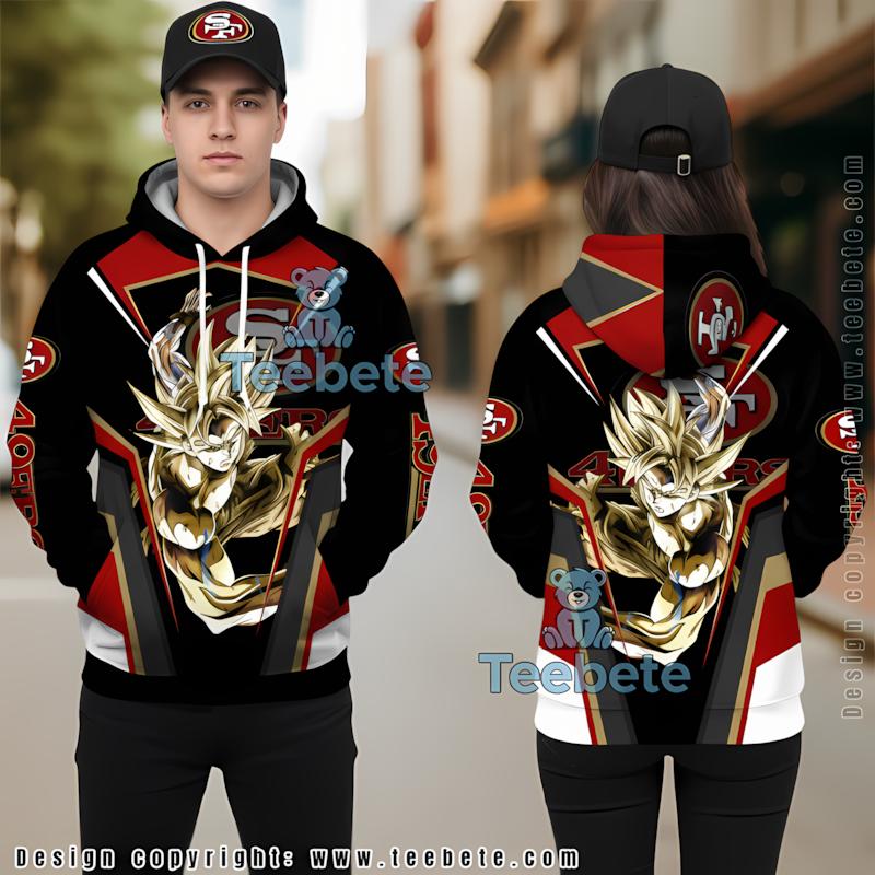 San Francisco 49Ers Goku Dragon 3D Hoodie Black Red