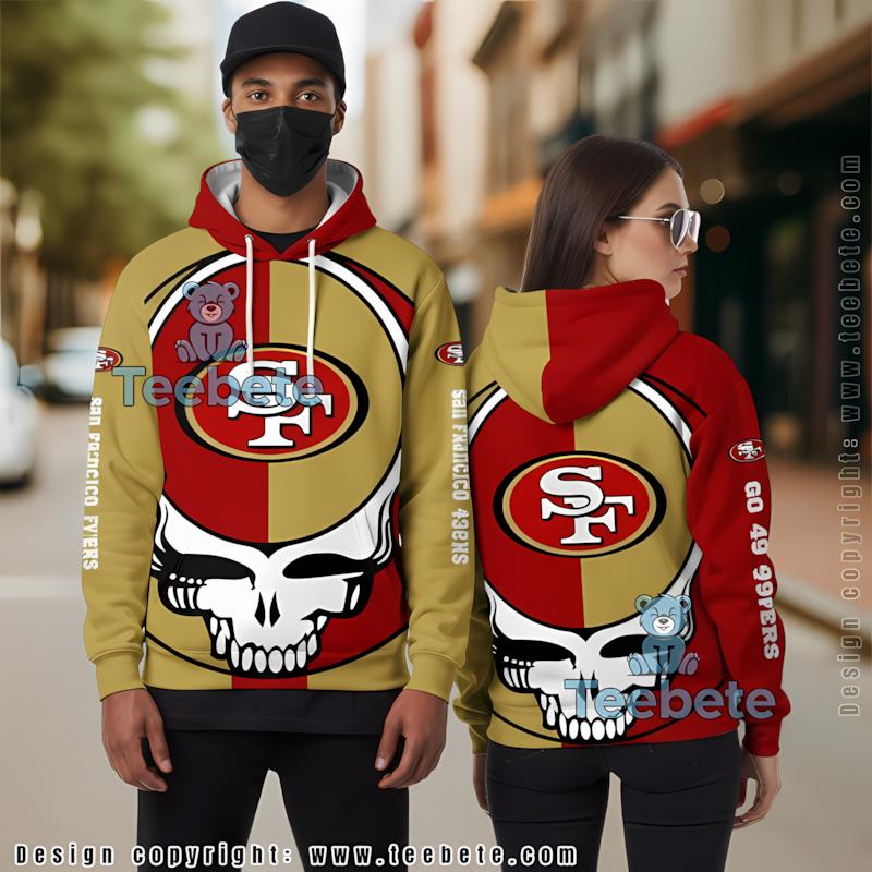 San Francisco 49Ers Grateful Dead 3D Hoodie Yellow Red