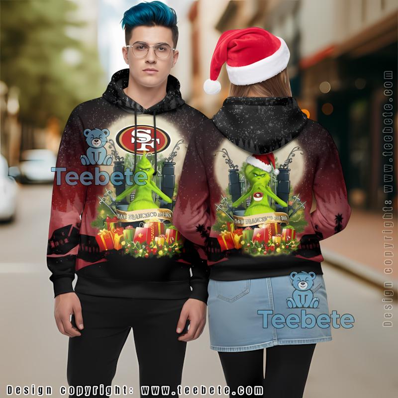 San Francisco 49Ers Grinch Merry Christmas 3D Hoodie Black