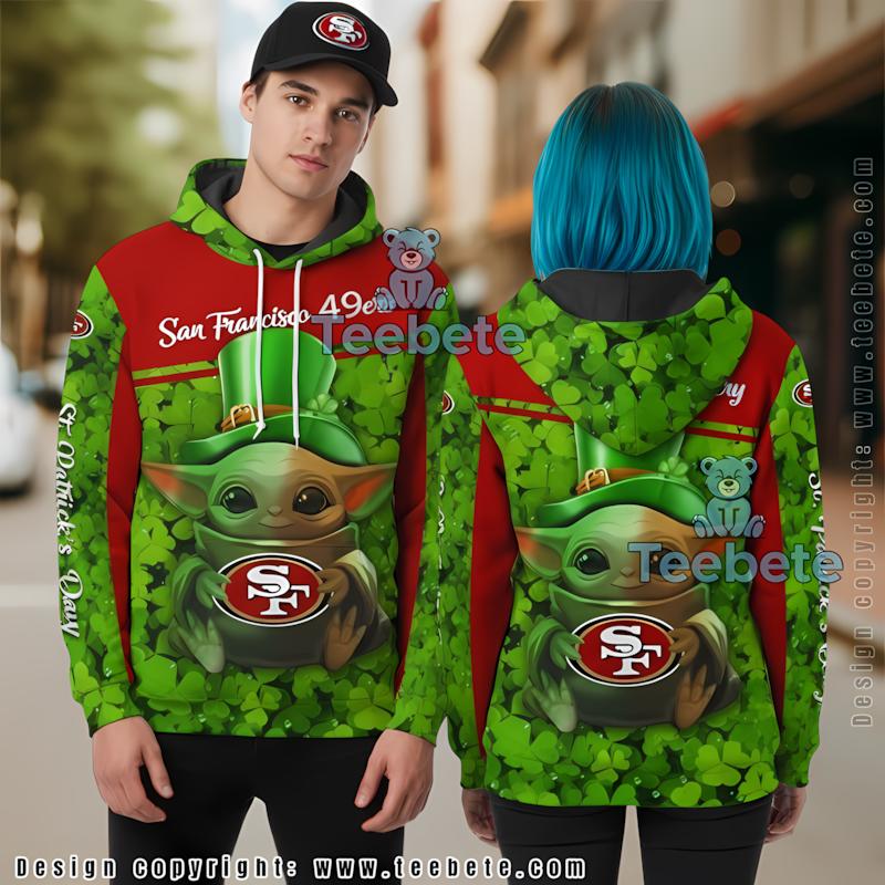 San Francisco 49Ers Grogu St Patrick Day 3D Hoodie Green Red