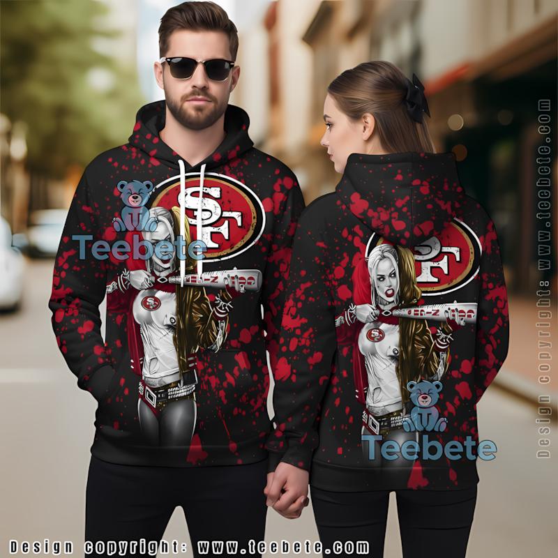 San Francisco 49Ers Harley Quinn 3D Hoodie Black Red