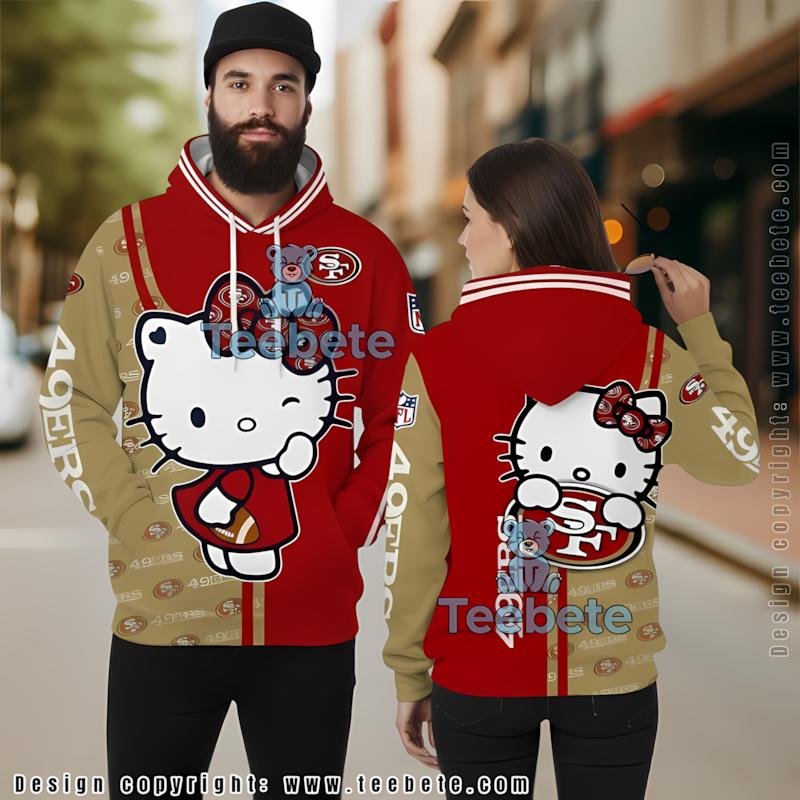 San Francisco 49Ers Hello Kitty 3D Hoodie White Red