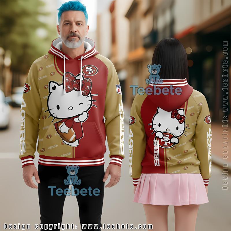San Francisco 49Ers Hello Kitty 3D Hoodie Yellow Red
