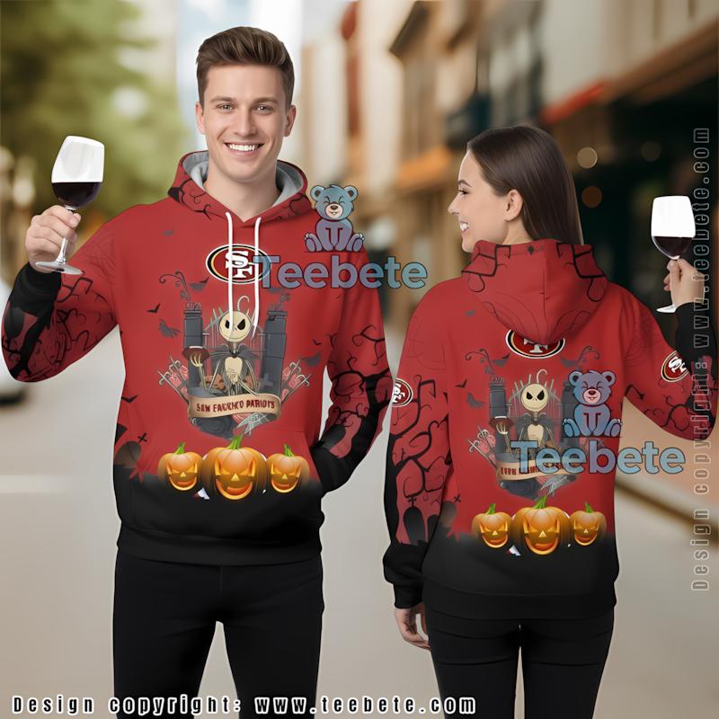 San Francisco 49Ers Jack Skellington 3D Hoodie Yellow Red