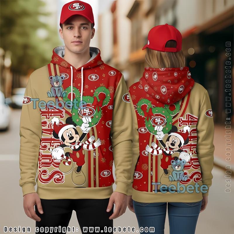 San Francisco 49Ers Mickey Mouse Christmas 3D Hoodie Red Yellow