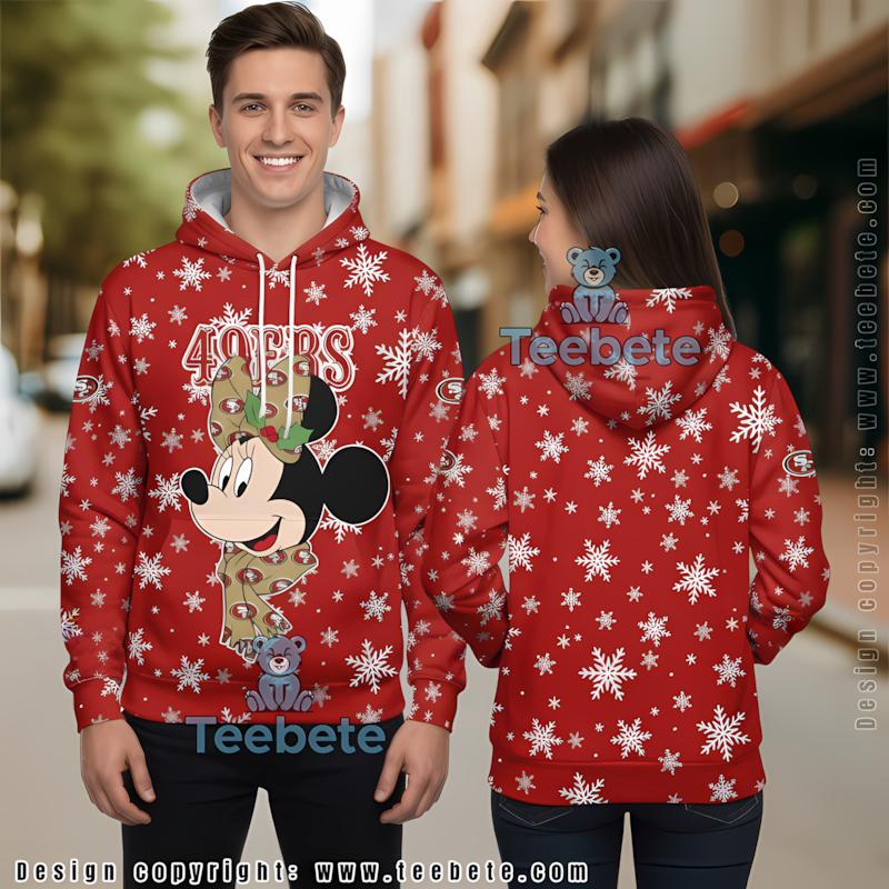 San Francisco 49Ers Minnie Mouse Christmas 3D Hoodie Red White