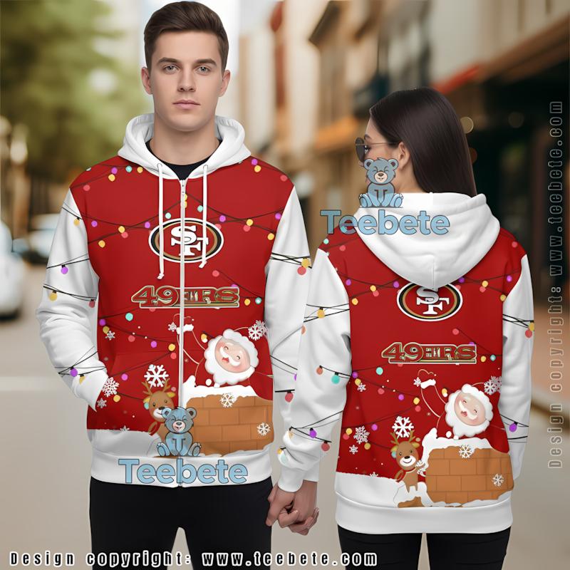 San Francisco 49Ers Santa Claus Christmas 3D Hoodie White Red Variant