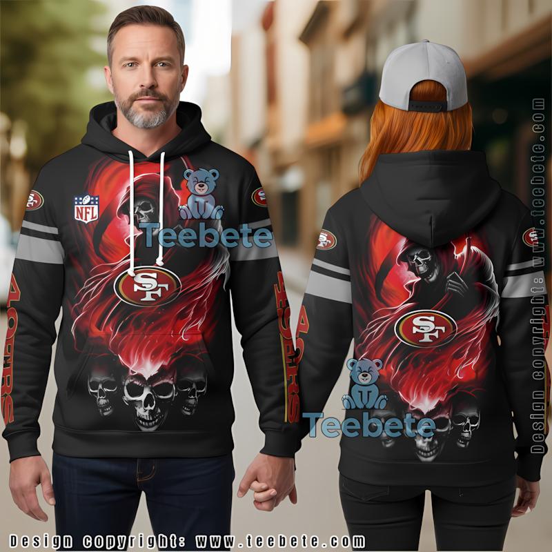 San Francisco 49Ers Skull 3D Hoodie Red Black