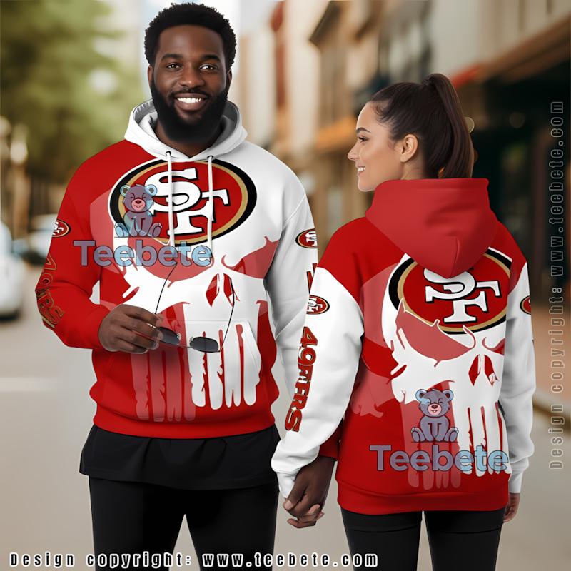San Francisco 49Ers Skull Uprising 3D Hoodie Black Red