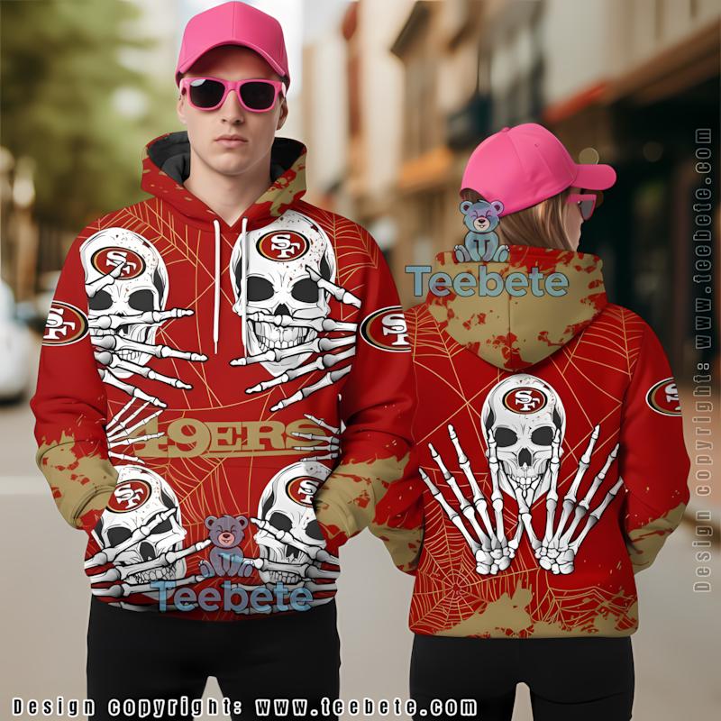 San Francisco 49Ers Skull 3D Hoodie Red Black