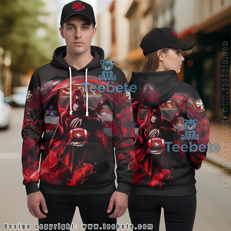 San Francisco 49Ers Skull Uprising 3D Hoodie Black Red
