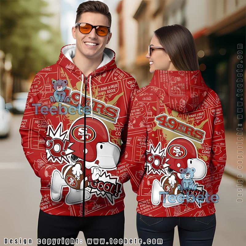 San Francisco 49Ers Snoopy 3D Hoodie Red White