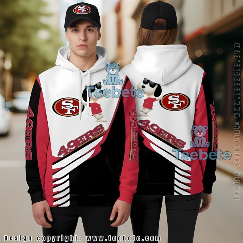 San Francisco 49Ers Snoopy 3D Hoodie White Red