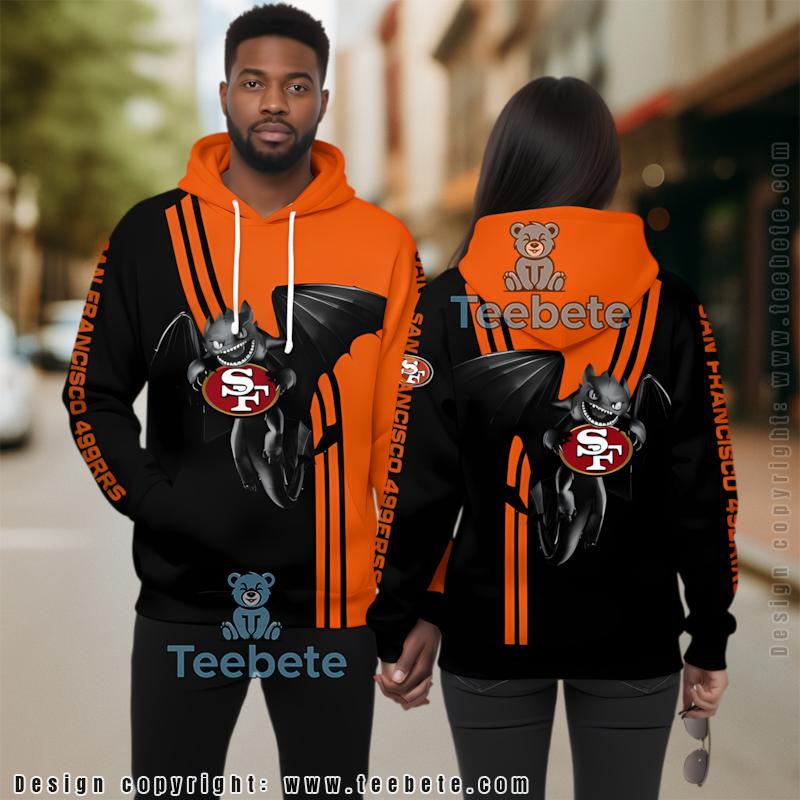 San Francisco 49Ers Toothless 3D Hoodie Black Orange