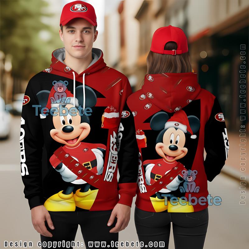 Santa Snoopy Christmas San Francisco 49Ers 3D Hoodie White Red