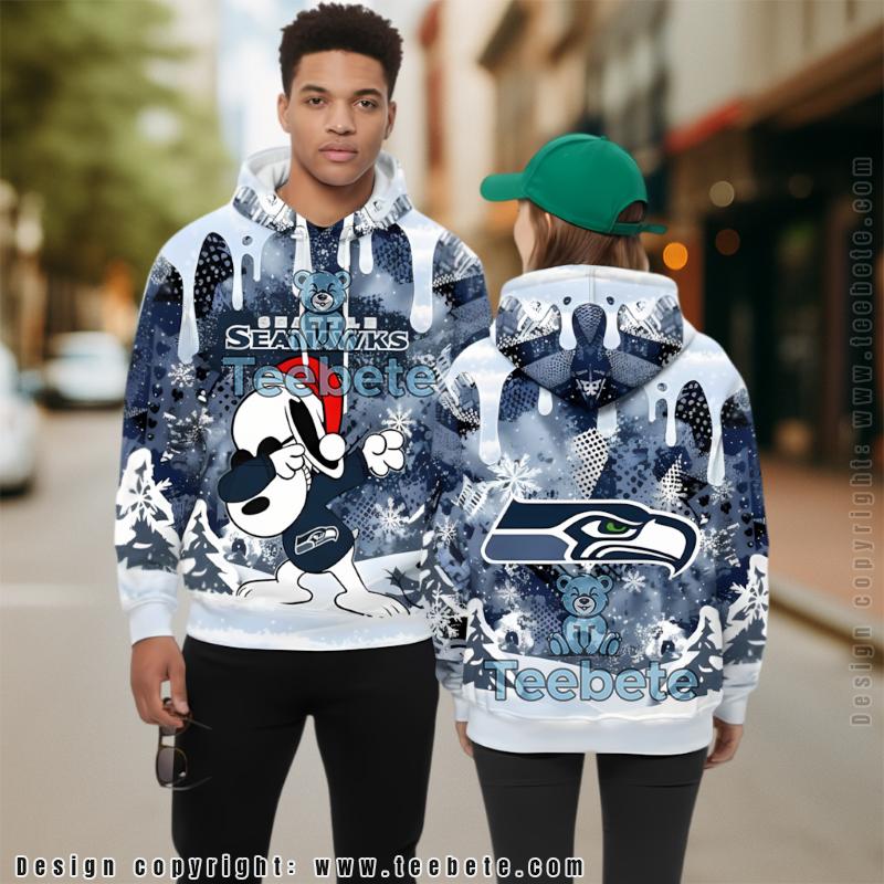 Santa Baby Yoda Star Wars Seattle Seahawks 3D Hoodie Blue Black