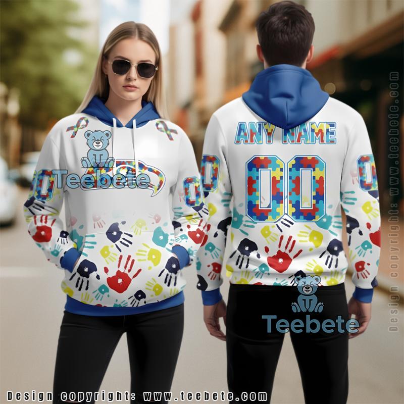 Seattle Seahawks Autism Awareness Personalized 3D Hoodie White
