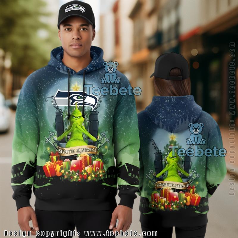 Seattle Seahawks Grinch Christmas 3D Hoodie Blue