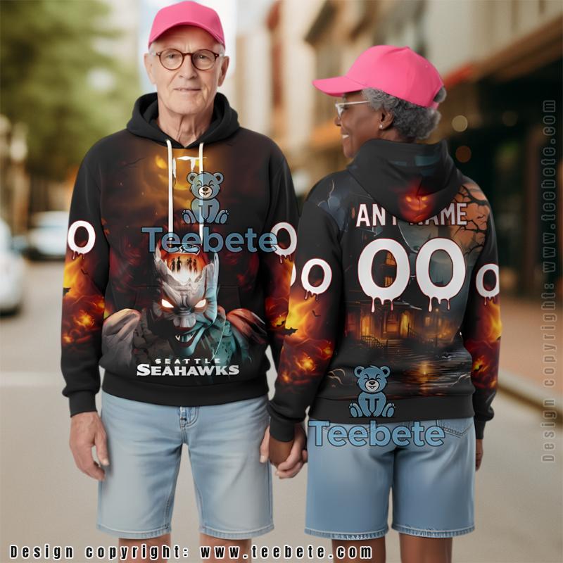Seattle Seahawks Halloween Badut Mematikan Personalized 3D Hoodie Black