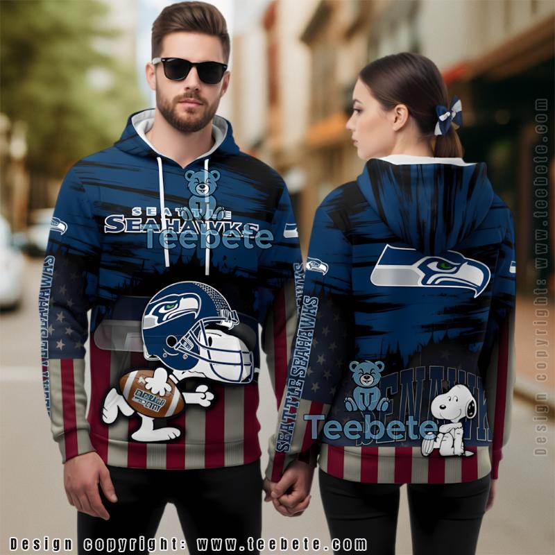 Seattle Seahawks Snoopy 3D Hoodie Blue Red