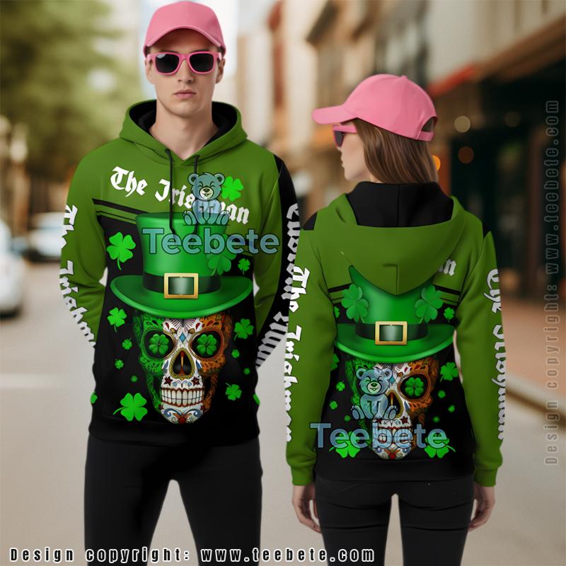 Skull Hat Personalized St Patrick Day 3D Hoodie Green Horror