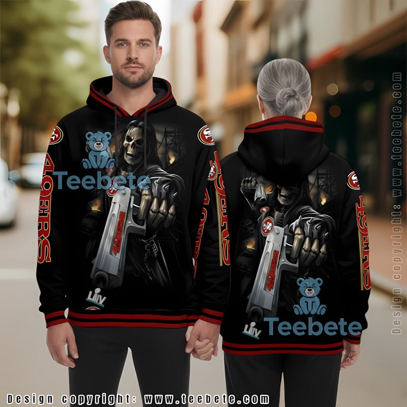 Skull San Francisco 49Ers 3D Hoodie Black Red