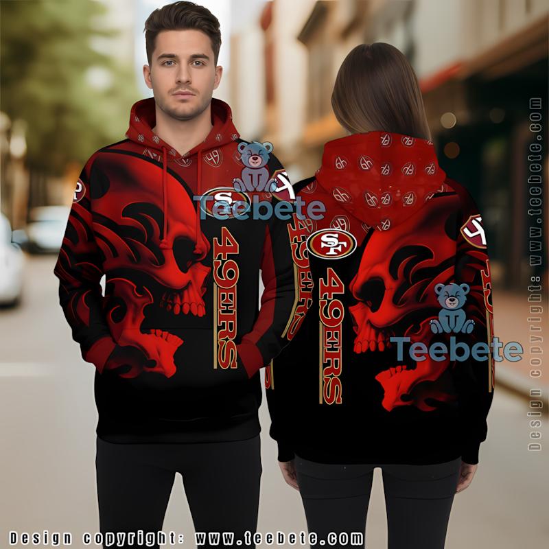 Skull San Francisco 49Ers 3D Hoodie Red Black Variant