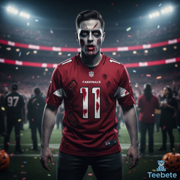 Spooky Arizona Cardinals Halloween Costume Fan Wearing Team Jersey