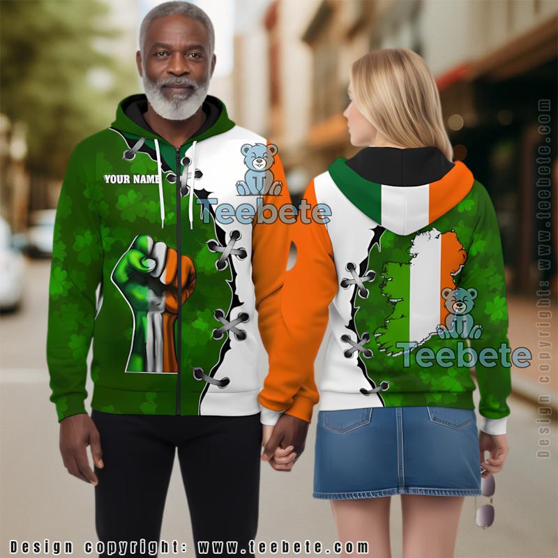 Yorkshire Terrier Personalized St Patrick Day 3D Hoodie Green Illusion