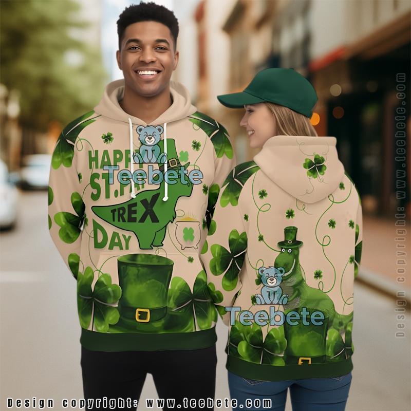 T Rex St Patrick Day 3D Hoodie Green Fashion
