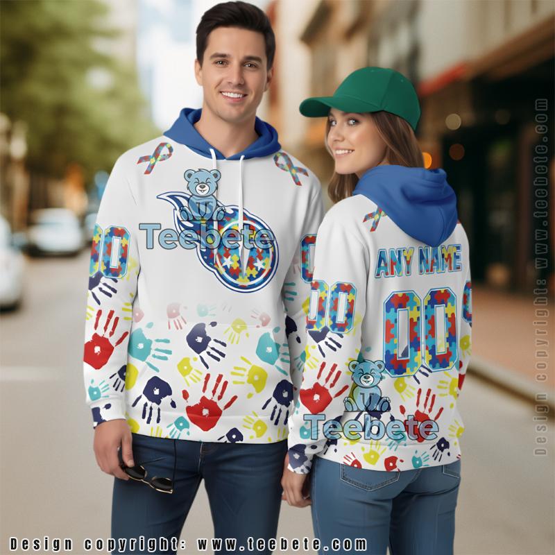 Tennessee Titans Autism Support Personalized 3D Hoodie White Graphic