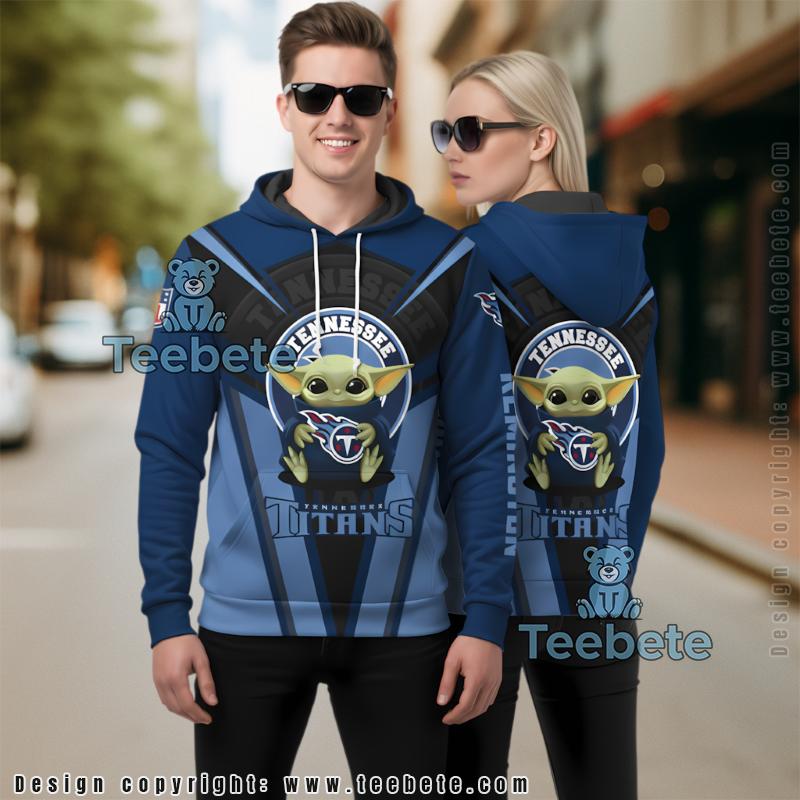 Tennessee Titans Baby Yoda Holding Logo 3D Hoodie Blue Womens